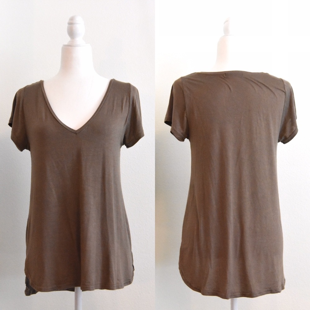 COTTON ON Olive V-Neck Short Sleeve Tee